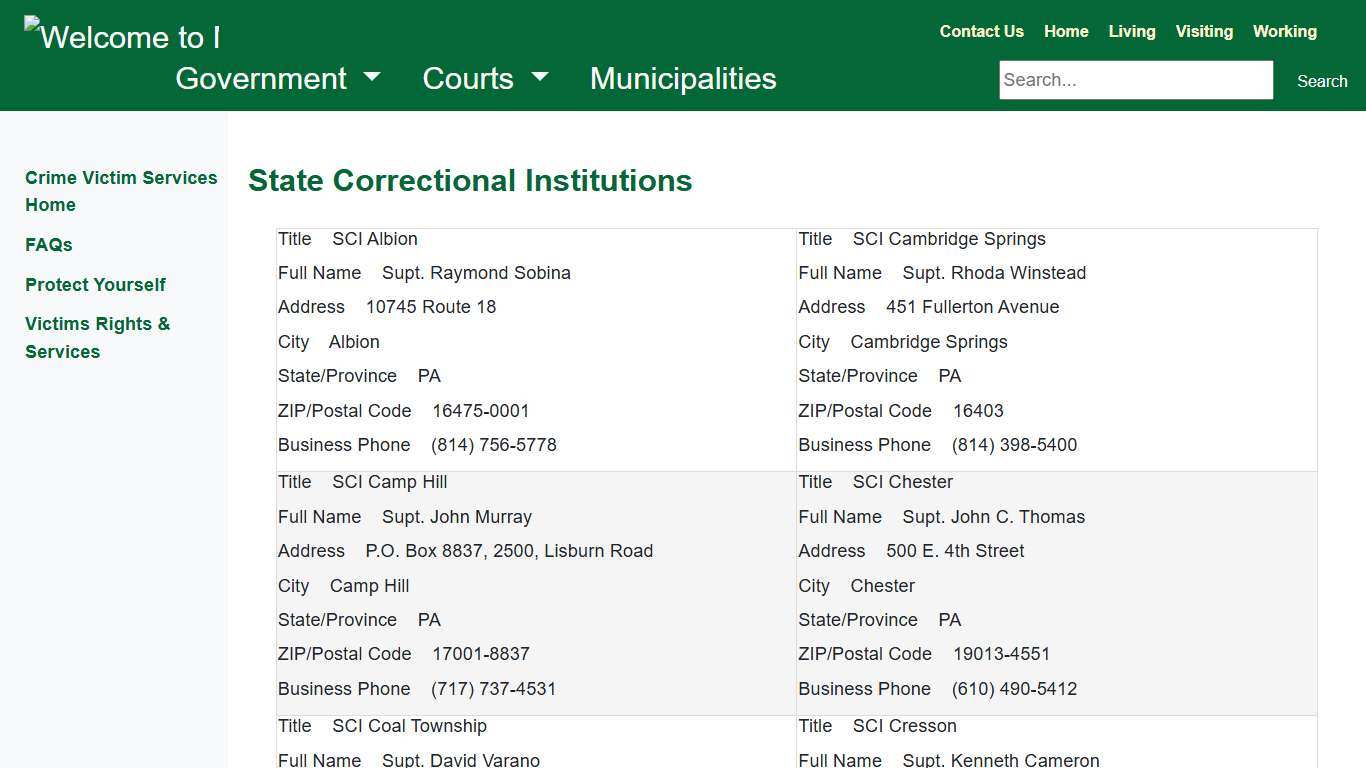 Mifflin County - State Correctional Institutions